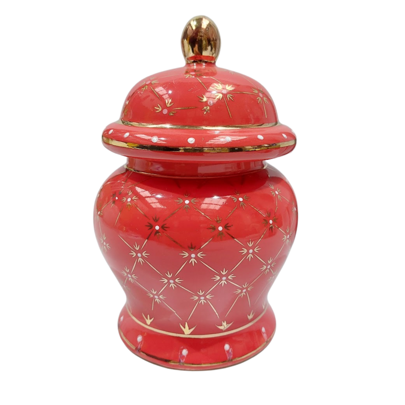 Sopera Porcelana Jimagua 18 x 10 cm (Rojo con dorado)